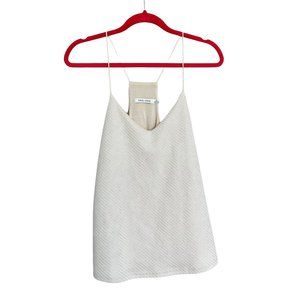 Bishop + Young Revolve Women's Beige Sparkle Faux Suede Tank Top Size Medium